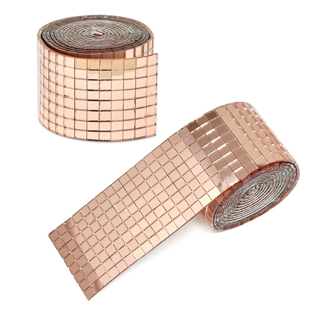 Wrapables 5mm x 5mm Self Adhesive Mosaic Glass Mirror Tile Stickers, 1592pcs for Arts and Crafts, Home Decoration, Rose Gold
